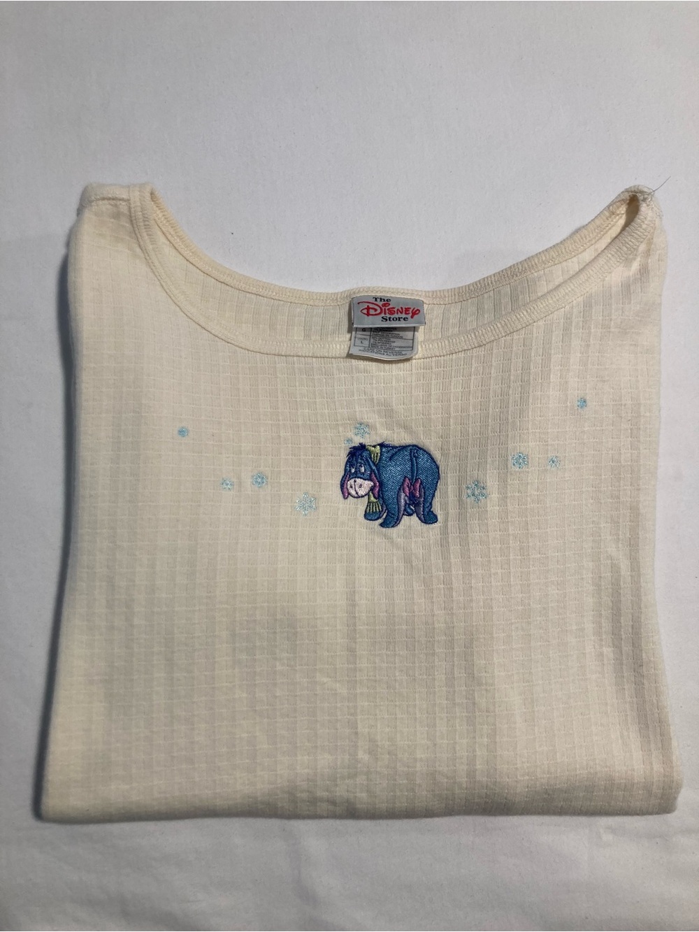 Vintage The Disney Store Cream Ribbed Long Sleeve Top with Subtle Logo Tag - Picture 10 of 11